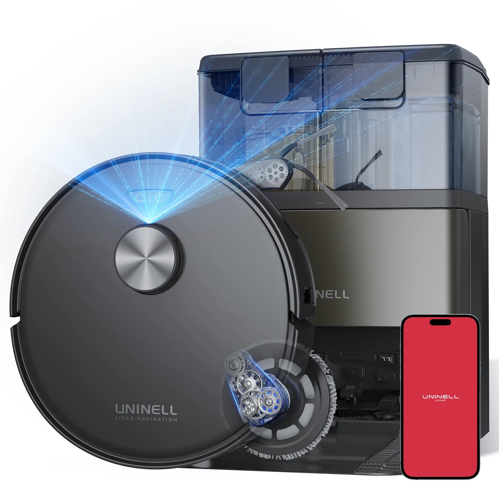 UNINELL Zenith10 Saugroboter und Wischroboter mit Auto-Waschstation, 20.000 Pa Saugkraft