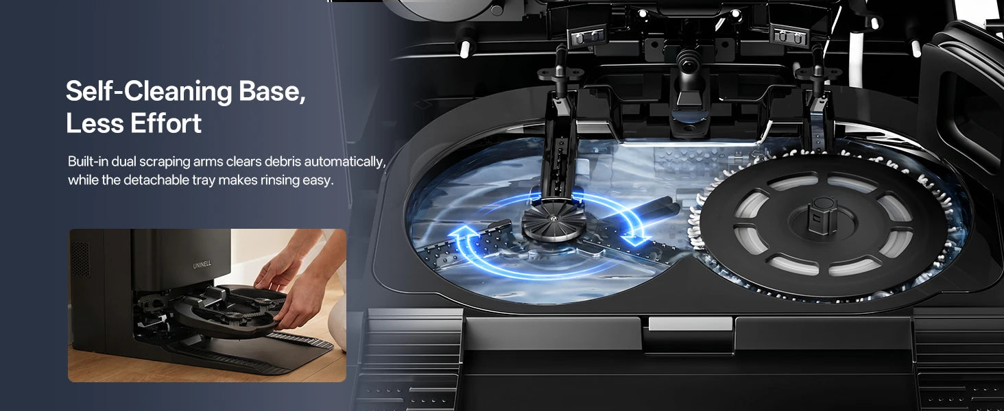 Self-cleaning tray